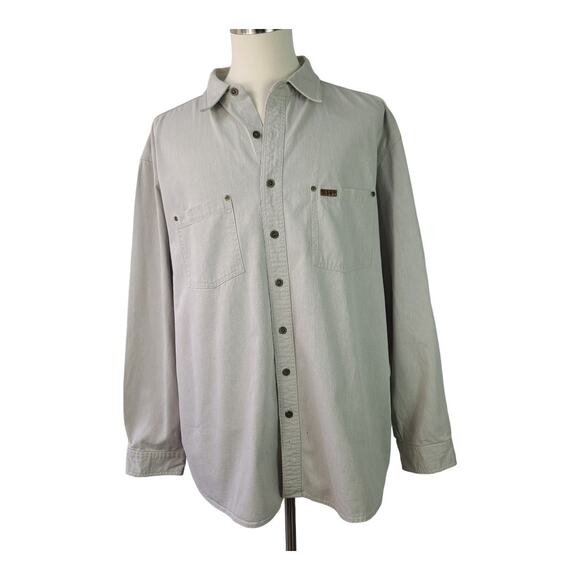 Carhartt Khaki Tan Cotton Canvas Vintage Button Down Shirt 3 XLT - Picture 1 of 6